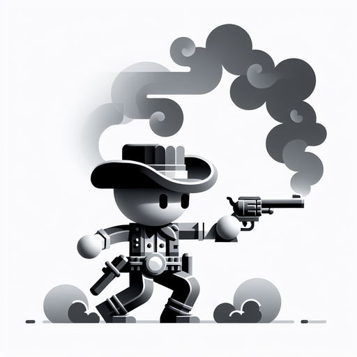 western cowboy toy shooting.
Single Game Texture. In-Game asset. 2d. Blank background. High contrast. No shadows.