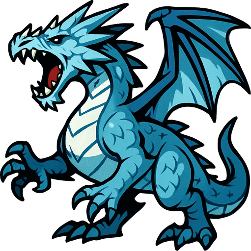 bu buz fırlatan bir buz ejderhası soğukları iliklerimize kadar hissetiriyor ejderha çizimi buz içermesin.
In-Game asset.  2d.  High contrast.  No shadows bu çizimde ejderhanın ağzı açık olsun ama bir şey çıkmasın