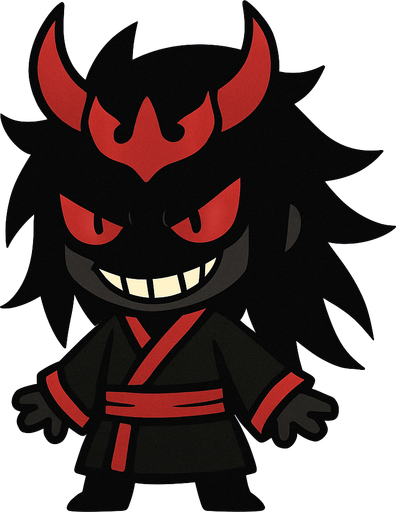 2d anime chibi evil hitam jepang.
In-Game asset.  2d.  High contrast.  No shadows