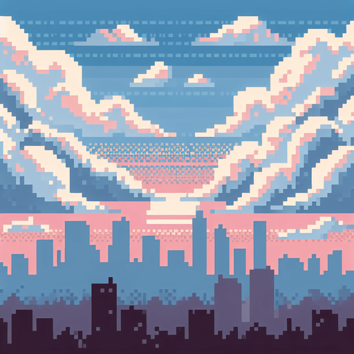 pixelated cloudy sky
Single Game Texture. In-Game background. 2d. High contrast. No shadows. 8 bit