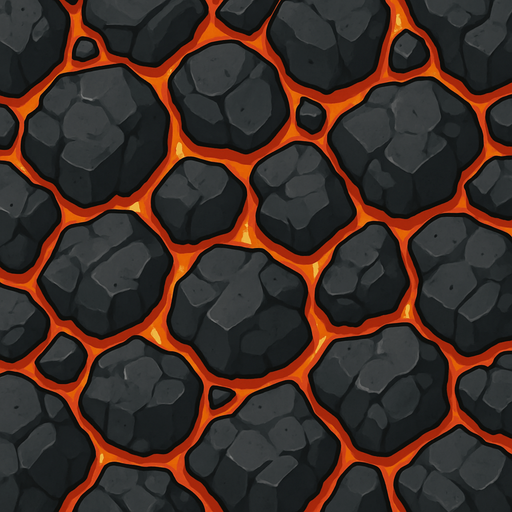 Rocas volcanicas, ocupar toda la imagen, visto desde arriba.
In-Game asset.  2d.  High contrast.  No shadows