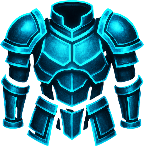 Armor light blue neon.
In-Game asset.  2d.  High contrast.