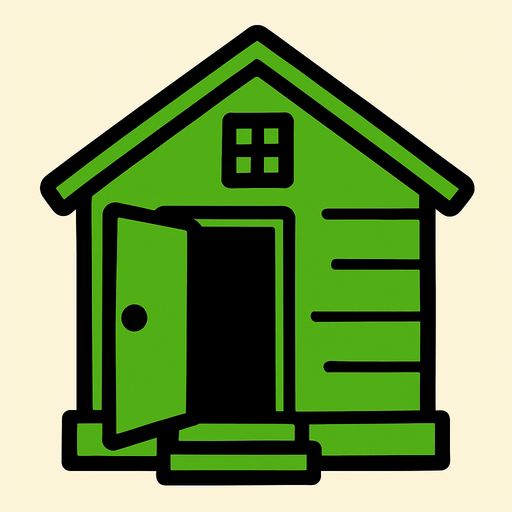 green house, open door looking left.
In-Game asset.  2d.  High contrast.  No shadows