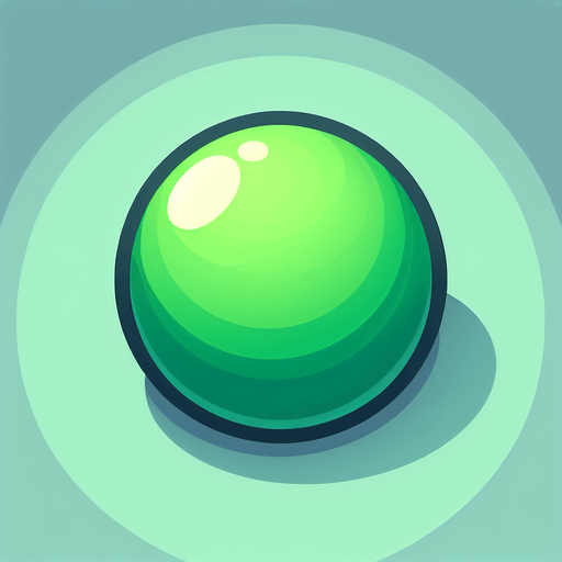 Ball for pop game plain green.
Single Game Texture. In-Game asset. 2d. Blank background. High contrast. No shadows.