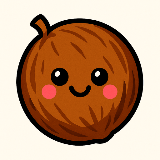 Coconut with cute face.
In-Game asset.  2d.  High contrast.  No shadows