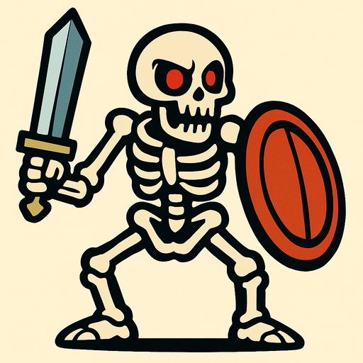 Skeleton enemy.
In-Game asset.  2d.  High contrast.  No shadows