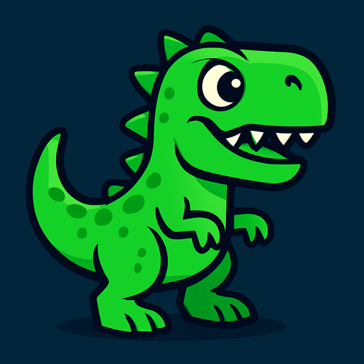 Bir dinazor oluştur yeşil.
In-Game asset.  High contrast.  No shadows