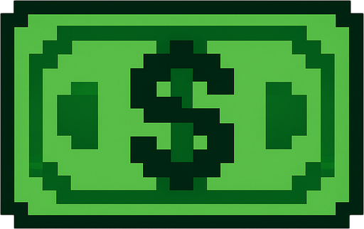 money pixel art.
In-Game asset.  High contrast.  No shadows