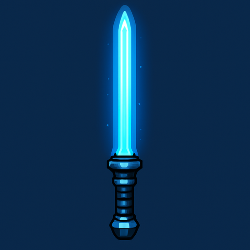 Blue light sword.
In-Game asset.  2d.  High contrast.  No shadows
