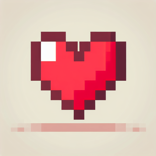 pixelated heart.
Single Game Texture.  In-Game asset.  2d.  Blank background.  High contrast.  No shadows