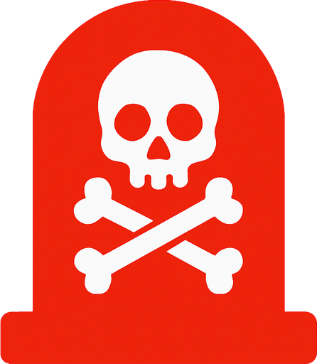 dead logo obstacle red color.
In-Game asset.  2d.  High contrast.  No shadows