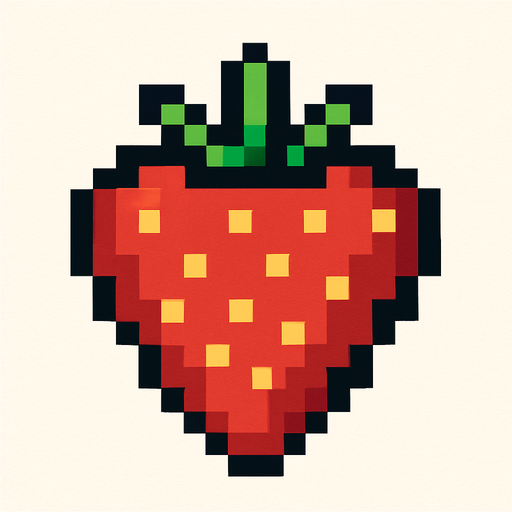 8 bit Straw berry.
In-Game asset.  2d.  High contrast.  No shadows