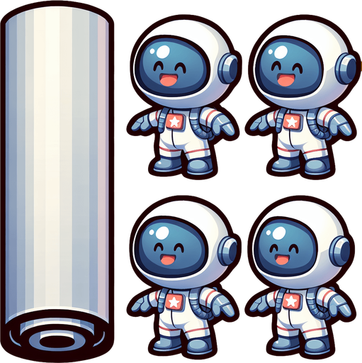 一个宇航员，卡通风格.
Single Game Texture. In-Game asset. 2d. Blank background. High contrast. No shadows.