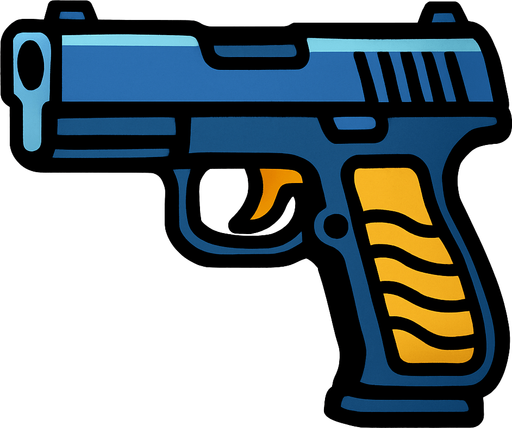 Gun.
In-Game asset.  2d.  High contrast.  No shadows