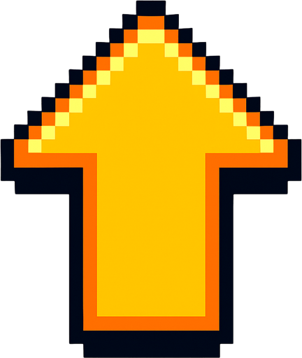pixelart arrow up.
In-Game asset.  2d.  High contrast.  No shadows