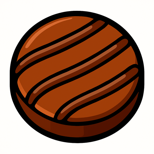 round chocolate.
In-Game asset.  2d.  High contrast.  No shadows