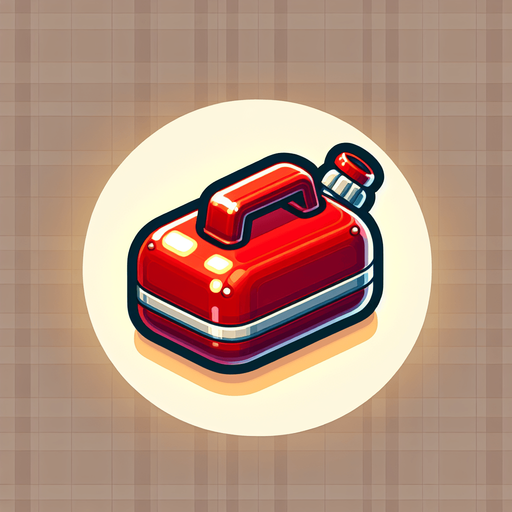 A cute cartoon-style small fuel tank with rounded edges red color, glossy metal finish, and a little red cap. Add a glowing yellow outline to make it pop. It should look lightweight and collectible, floating gently in the air..
Single Game Texture.  In-Game asset.  2d.  Blank background.  High contrast.  No shadows