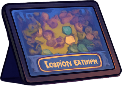 A 2048x2732 vertical background illustration in a semi-realistic comic book style. The scene takes place in another corner of the same urban apartment — this time showing an open space near a shelf filled with music memorabilia, fan-made items, and a pinboard with stickers like “Support Local DJs”, “Upvote Love”, and pixel-style hearts. A tablet on the desk is open to a game page with a “Leave a review” banner. There’s a soft spotlight on a coffee mug with “Thank you” written on it and glowing music notes floating around it. The city lights outside still shine in purples and blues, but this part of the room feels more hopeful and connected. The vibe is warm, welcoming, and subtly celebratory. No characters or text. In-game menu background, consistent with main menu themes..
In-Game asset.  2d.  High contrast.  No shadows