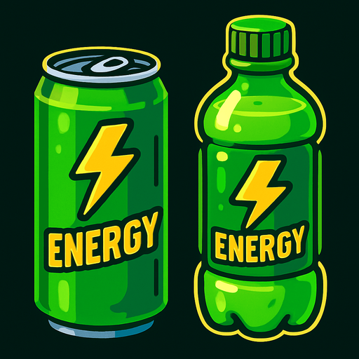 Bebidas energéticas verdes.
In-Game asset.  2d.  High contrast.  No shadows