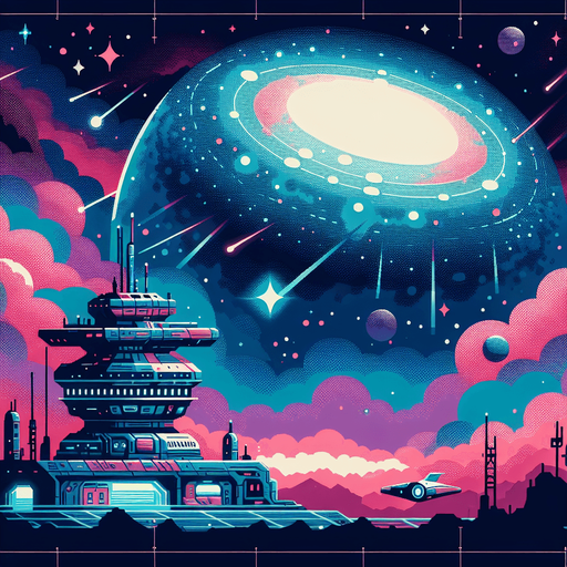 uzay üssü galaksi.
Single Game Texture.  In-Game asset.  2d.  Blank background.  High contrast.  No shadows