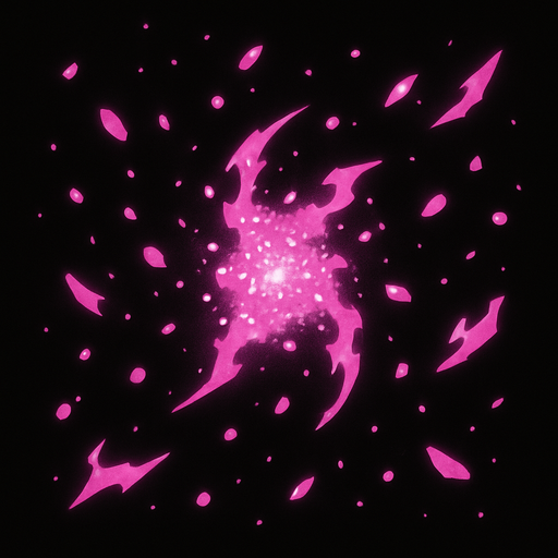particulas rosadas, de poder.
In-Game asset.  2d.  High contrast.  No shadows