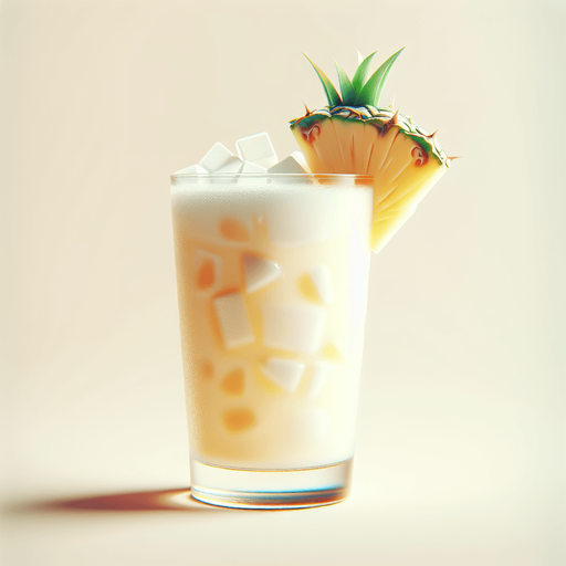 A nice glass of pina colada.
Single Game Texture. In-Game asset. 2d. Blank background. High contrast. No shadows.