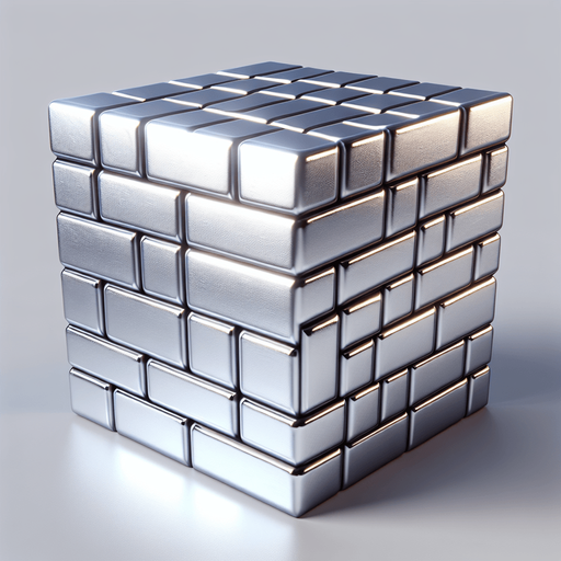 a shiny silver brick..
Single Game Texture. In-Game asset. 2d. Blank background. High contrast. No shadows.