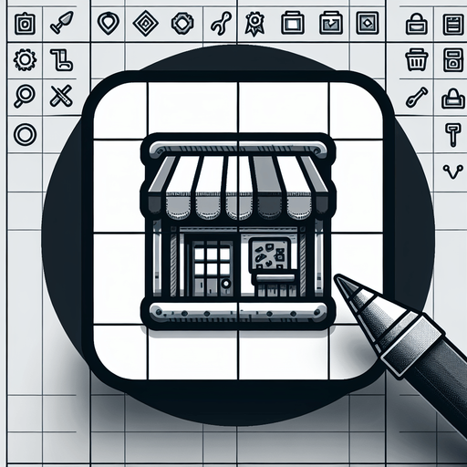 Shop icon in a square box.
Single Game Texture. In-Game asset. 2d. Blank background. High contrast. No shadows.