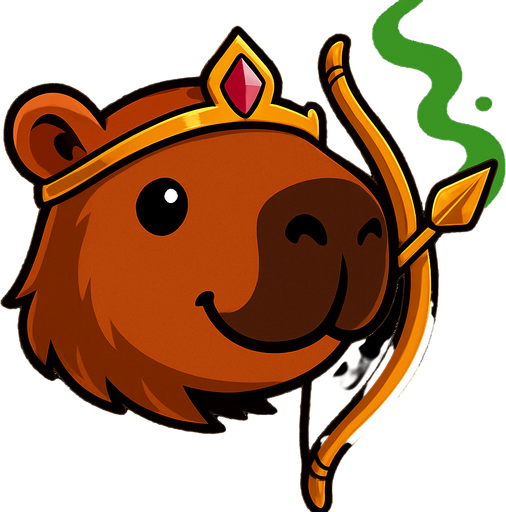 Quitale el casco y ponle una tiara de princesa. Has el arco y la flecha de oro. Recuerda que es un capybara.
