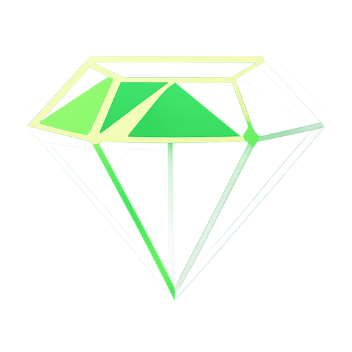 A gem, a diamond with an emerald colour.
In-Game asset.  2d.  High contrast.  No shadows