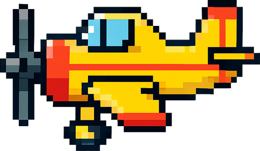 8bit player aeroplane.
In-Game asset.  2d.  High contrast.  No shadows