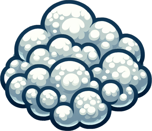 Nube.
Single Game Texture.  In-Game asset.  2d.  Blank background.  High contrast.  No shadows