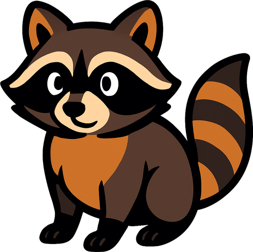 raccoon no background.
In-Game asset.  2d.  High contrast.  No shadows