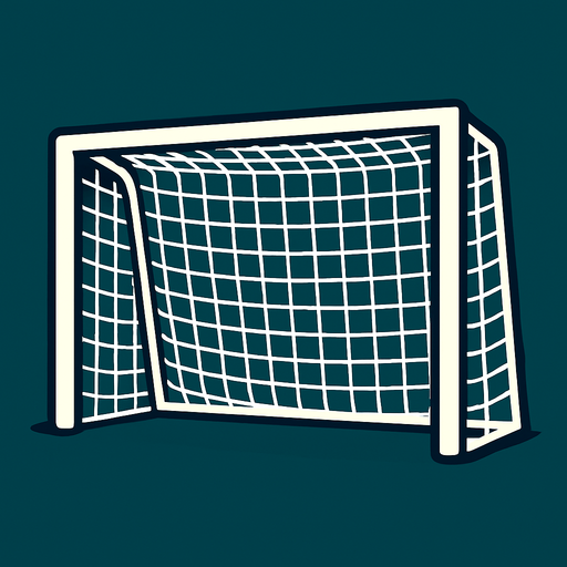 beyaz ağlardan olusan direkleri olan bir futbol kalesi.
In-Game asset.  2d.  High contrast.  No shadows