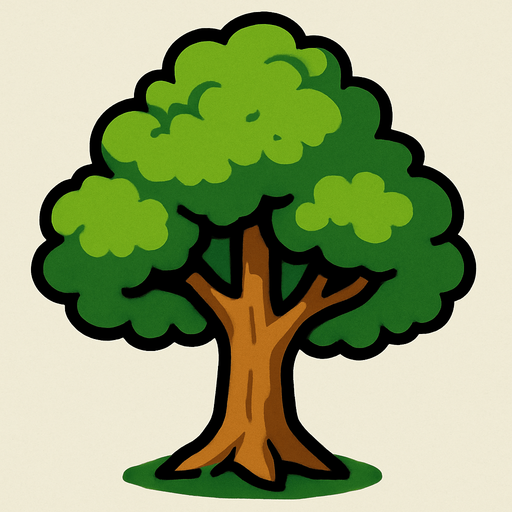 2d tree.
In-Game asset.  2d.  High contrast.  No shadows