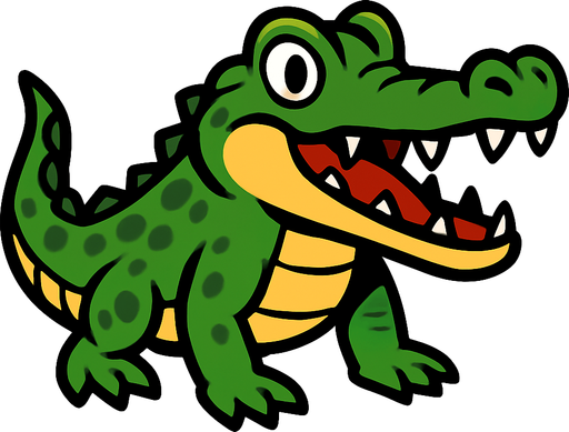 Crocodile.
In-Game asset.  2d.  High contrast.  No shadows