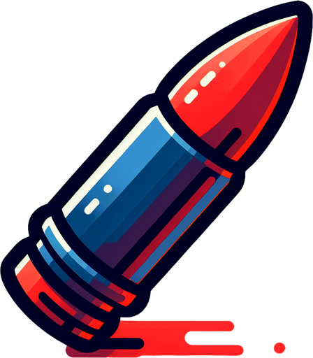 bullet red and blu.
Single Game Texture.  In-Game asset.  2d.  Blank background.  High contrast.  No shadows