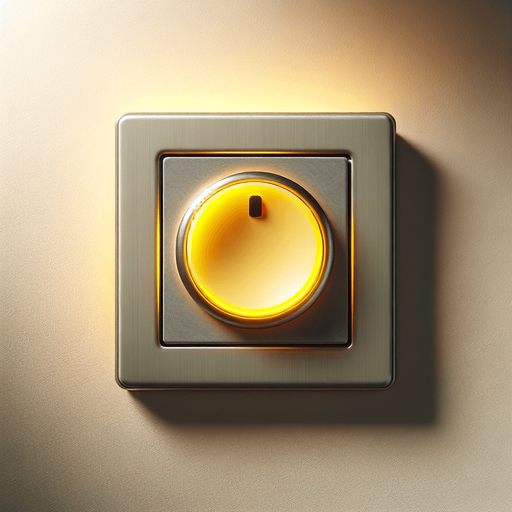 Photorealistic Yellow led standby led into light switch,front view.