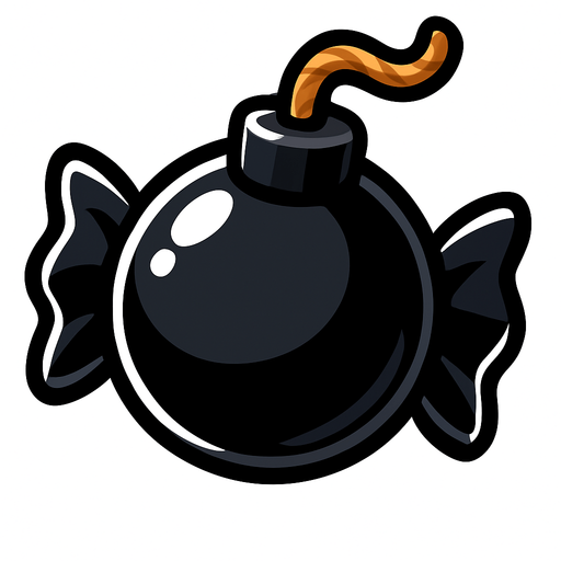 black candy bomb.
In-Game asset.  2d.  High contrast.  No shadows