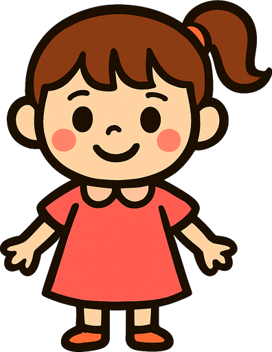 petite fille.
In-Game asset.  2d.  High contrast.  No shadows