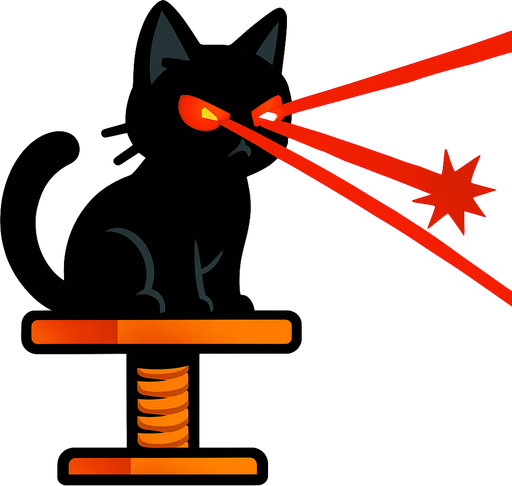 "Laser Cat Perch": A cat with laser eyes that "targets" and zaps high-priority enemies with precision. (Internet loves cats)..
In-Game asset.  2d.  High contrast.  No shadows