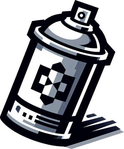 a spray can.
Single Game Texture. In-Game asset. 2d. Blank background. High contrast. No shadows.
