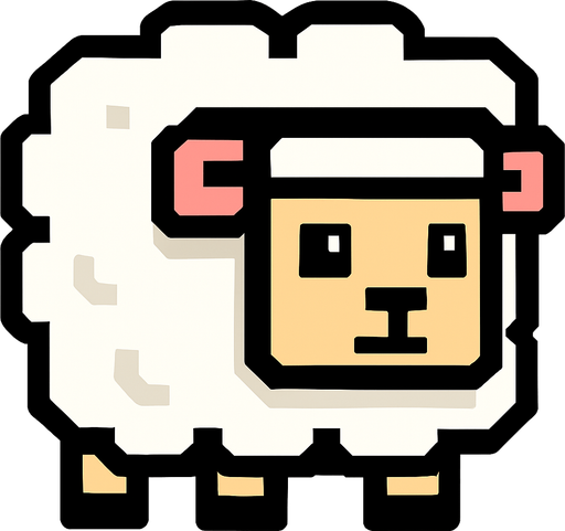 sheep but square.
In-Game asset.  2d.  High contrast.  No shadows