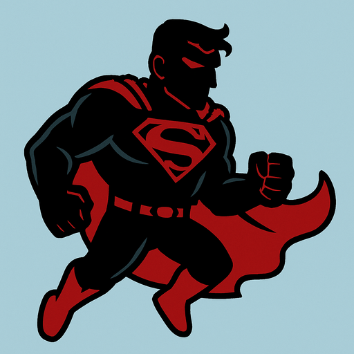 Dark superman 2d game.
In-Game asset.  2d.  High contrast.  No shadows