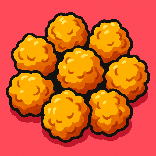 Popcorn chicken.
In-Game asset.  2d.  High contrast.  No shadows