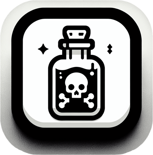 Poison vial button..
Single Game Texture. In-Game asset. 2d. Blank background. High contrast. No shadows.