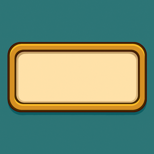 Crea un rectángulo horizontal que servirá como fondo para la visualización de los recursos (Oro, Madera, Cristales) en la interfaz de usuario. Debe estar en un estilo 2D renderizado, limpio y cartoonish, con contornos claros y colores que complementen la paleta del juego sin distraer. La perspectiva es cenital, por lo que se verá como una forma plana con sombreado sutil para darle una ligera sensación de profundidad o relieve..
In-Game asset.  2d.  High contrast.  No shadows
