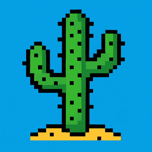 Cactus 2d style pixel 1980.
2d.  High contrast.  No shadows. 2d