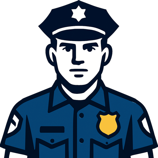 Bir polis.
In-Game asset.  2d.  High contrast.  No shadows