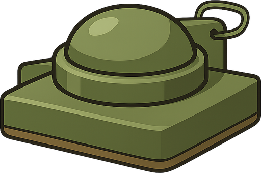 landmine
. No background. Transparent background. Blank background. No shadows. 2d. In-Game asset. flat